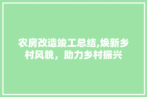 农房改造竣工总结,焕新乡村风貌，助力乡村振兴