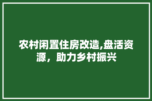 农村闲置住房改造,盘活资源，助力乡村振兴