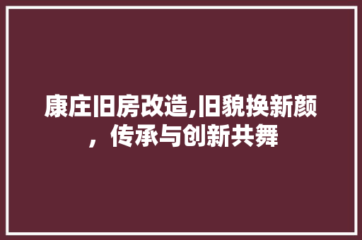 康庄旧房改造,旧貌换新颜，传承与创新共舞