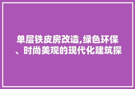 单层铁皮房改造,绿色环保、时尚美观的现代化建筑探索