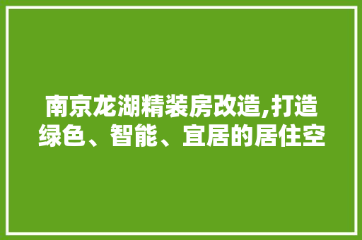 南京龙湖精装房改造,打造绿色、智能、宜居的居住空间