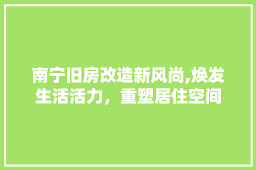 南宁旧房改造新风尚,焕发生活活力，重塑居住空间