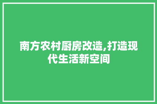 南方农村厨房改造,打造现代生活新空间