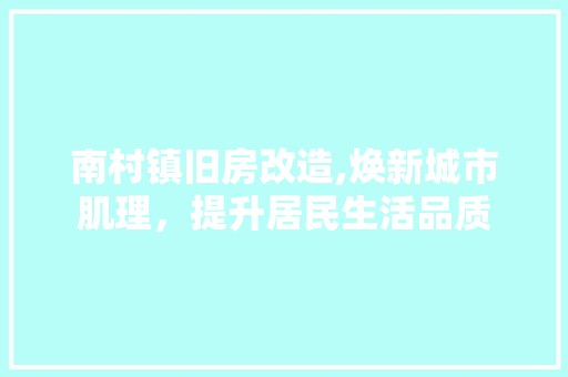 南村镇旧房改造,焕新城市肌理，提升居民生活品质