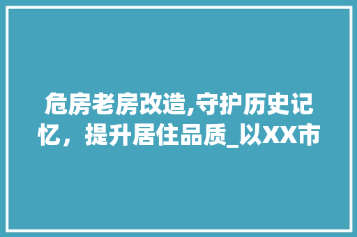 危房老房改造,守护历史记忆，提升居住品质_以XX市为例