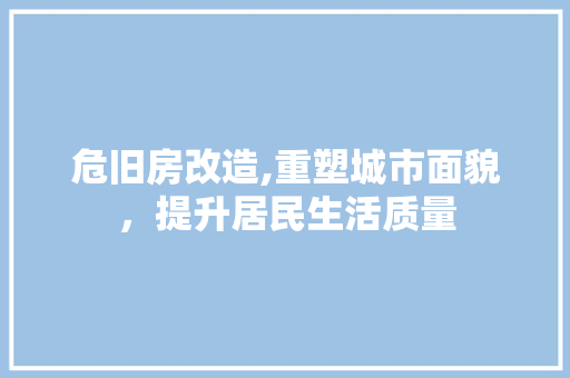 危旧房改造,重塑城市面貌，提升居民生活质量