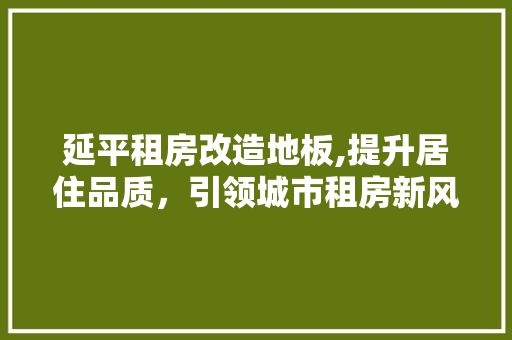 延平租房改造地板,提升居住品质，引领城市租房新风尚