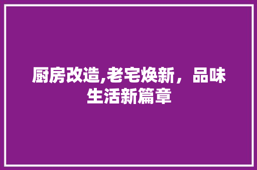 厨房改造,老宅焕新，品味生活新篇章