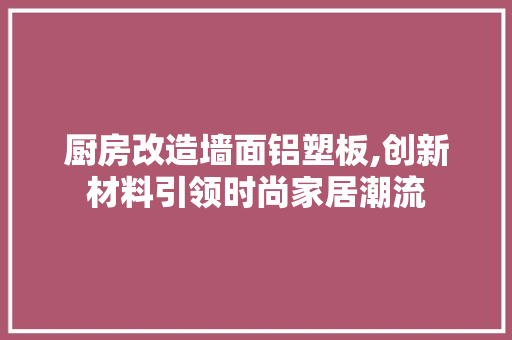 厨房改造墙面铝塑板,创新材料引领时尚家居潮流
