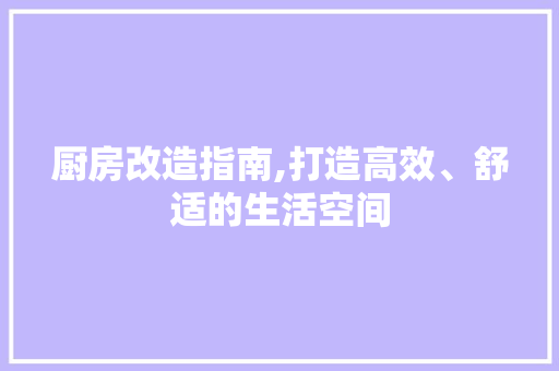 厨房改造指南,打造高效、舒适的生活空间