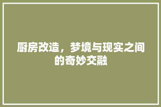 厨房改造，梦境与现实之间的奇妙交融