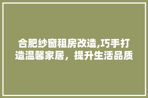 合肥纱窗租房改造,巧手打造温馨家居，提升生活品质