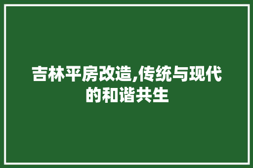 吉林平房改造,传统与现代的和谐共生