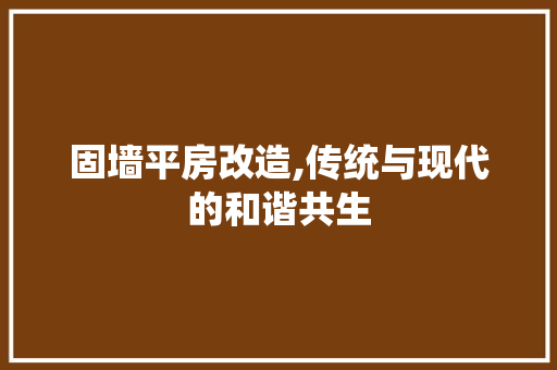 固墙平房改造,传统与现代的和谐共生