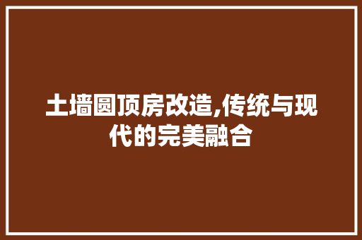土墙圆顶房改造,传统与现代的完美融合