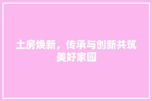 土房焕新，传承与创新共筑美好家园