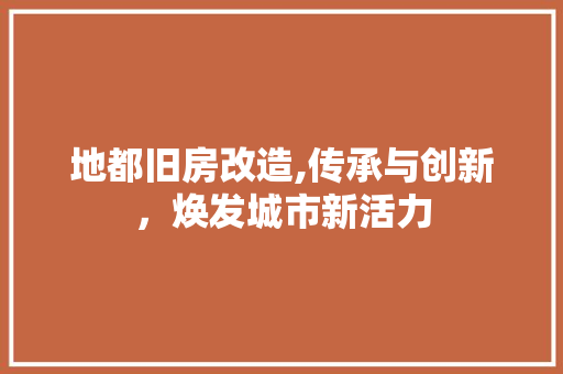 地都旧房改造,传承与创新，焕发城市新活力
