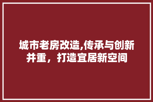 城市老房改造,传承与创新并重，打造宜居新空间