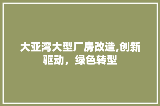 大亚湾大型厂房改造,创新驱动，绿色转型