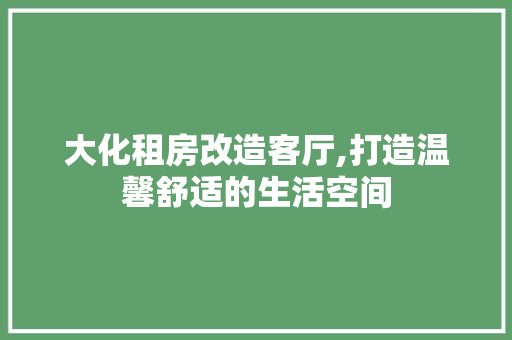大化租房改造客厅,打造温馨舒适的生活空间