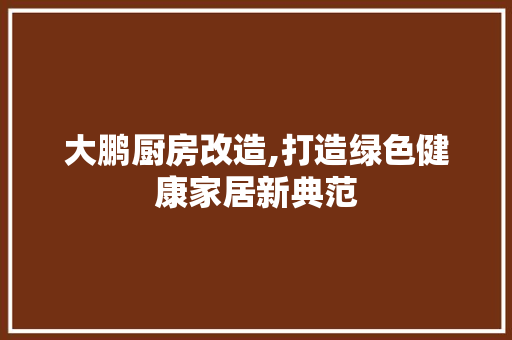 大鹏厨房改造,打造绿色健康家居新典范