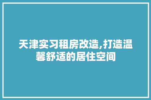 天津实习租房改造,打造温馨舒适的居住空间