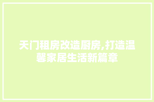 天门租房改造厨房,打造温馨家居生活新篇章