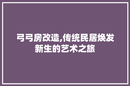 弓弓房改造,传统民居焕发新生的艺术之旅