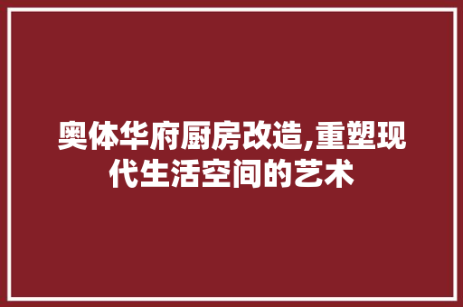 奥体华府厨房改造,重塑现代生活空间的艺术