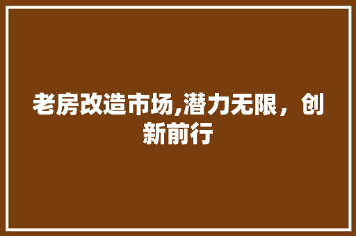 老房改造市场,潜力无限，创新前行