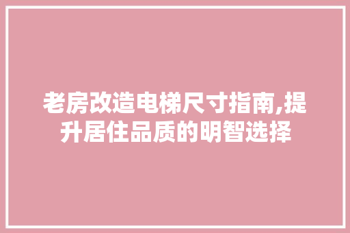 老房改造电梯尺寸指南,提升居住品质的明智选择