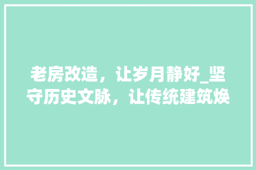 老房改造，让岁月静好_坚守历史文脉，让传统建筑焕发新活力