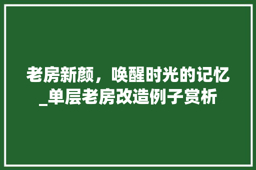 老房新颜，唤醒时光的记忆_单层老房改造例子赏析
