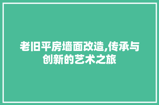 老旧平房墙面改造,传承与创新的艺术之旅