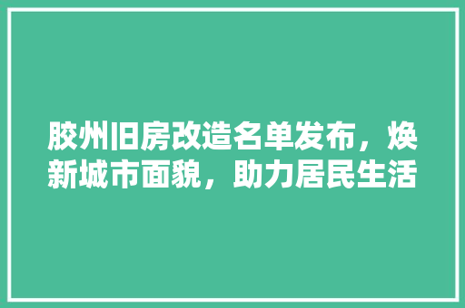胶州旧房改造名单发布，焕新城市面貌，助力居民生活品质提升