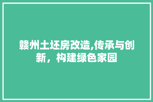 赣州土坯房改造,传承与创新，构建绿色家园