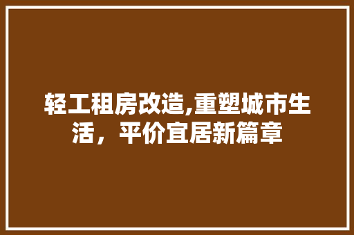 轻工租房改造,重塑城市生活，平价宜居新篇章