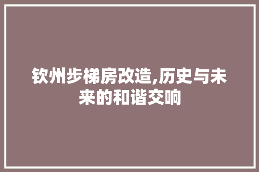 钦州步梯房改造,历史与未来的和谐交响