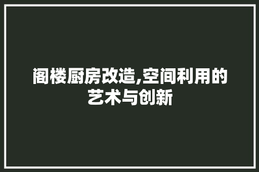 阁楼厨房改造,空间利用的艺术与创新