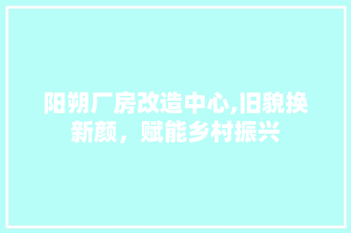 阳朔厂房改造中心,旧貌换新颜，赋能乡村振兴