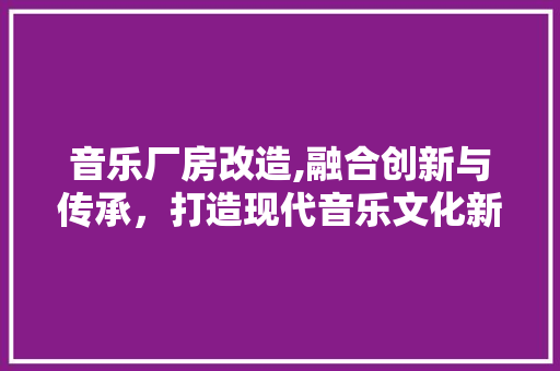 音乐厂房改造,融合创新与传承，打造现代音乐文化新地标