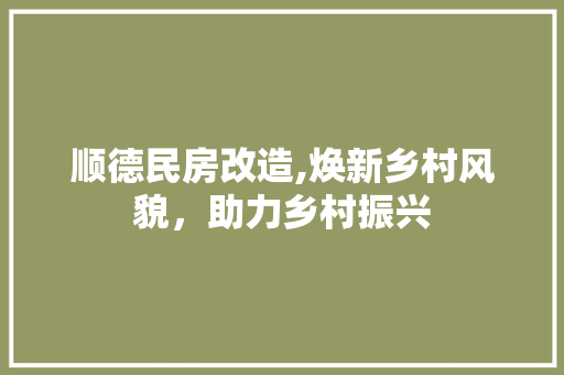 顺德民房改造,焕新乡村风貌，助力乡村振兴