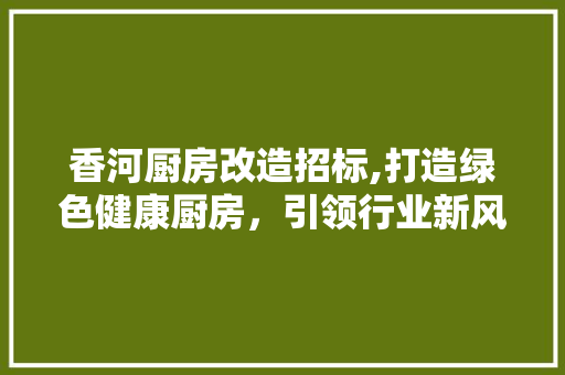 香河厨房改造招标,打造绿色健康厨房，引领行业新风尚