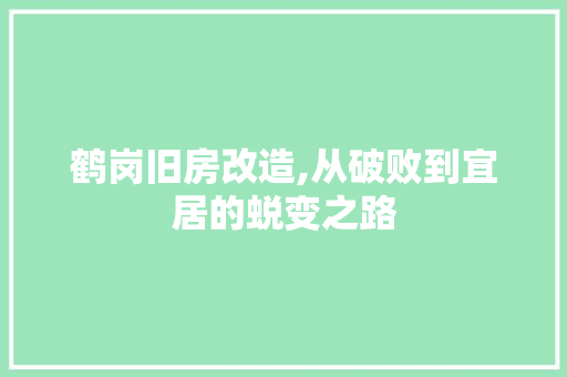 鹤岗旧房改造,从破败到宜居的蜕变之路