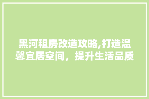 黑河租房改造攻略,打造温馨宜居空间，提升生活品质