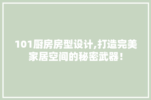 101厨房房型设计,打造完美家居空间的秘密武器！