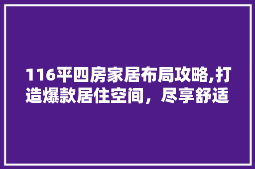 116平四房家居布局攻略,打造爆款居住空间，尽享舒适生活