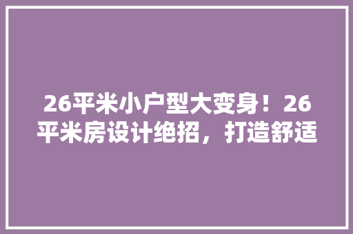 26平米小户型大变身！26平米房设计绝招，打造舒适温馨家！