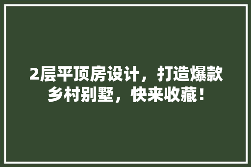 2层平顶房设计，打造爆款乡村别墅，快来收藏！