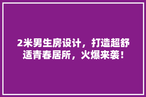 2米男生房设计，打造超舒适青春居所，火爆来袭！
